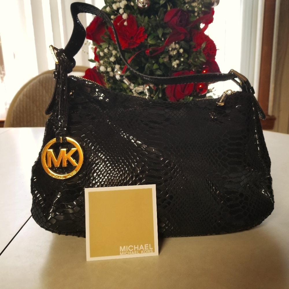 Michael Kors Black Shiny Handbag Like New